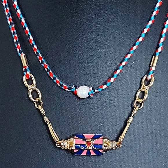 Necklace on multicolored silk cord - Picture 4 of 5